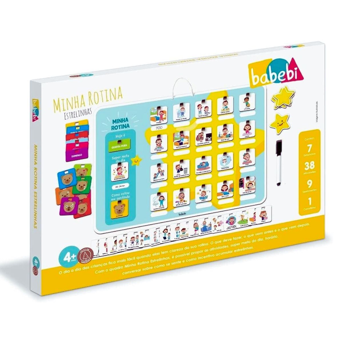 Brinquedo Educativo Quadro Minha Rotina Estrelinhas - Babebi Brinquedo Educativo Quadro Minha Rotina Estrelinhas - Babebi
